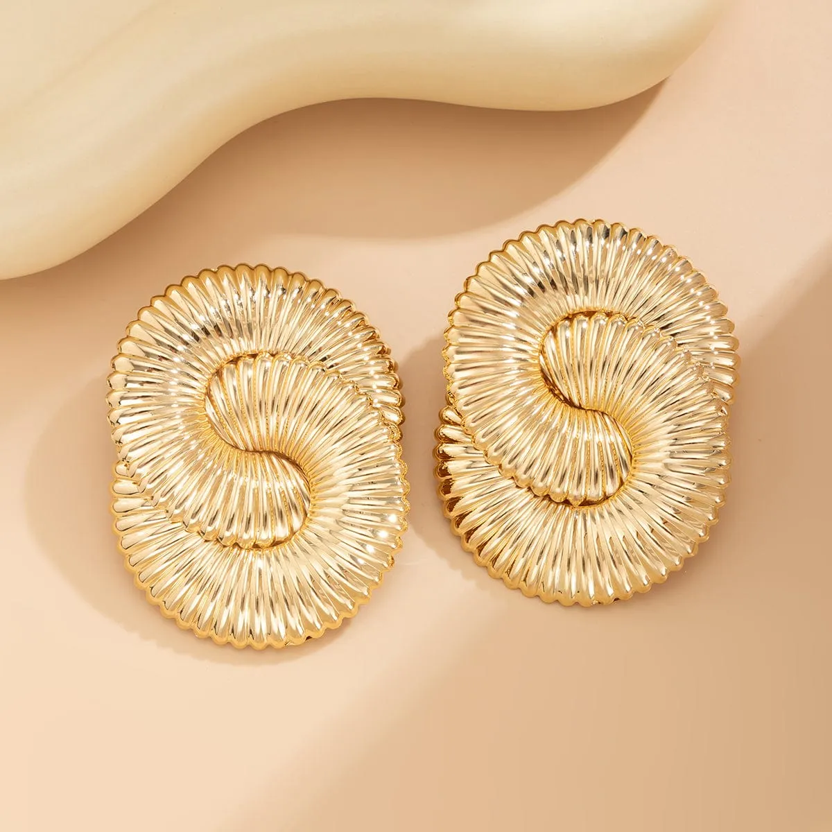 Exaggerated Textured Cross Hoop Stud Earrings